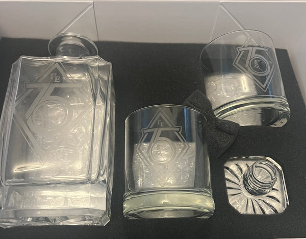 Exclusive Gamma Epsilon 75th Kappa Anniversary Crystal Decanter Set w/Gift Box