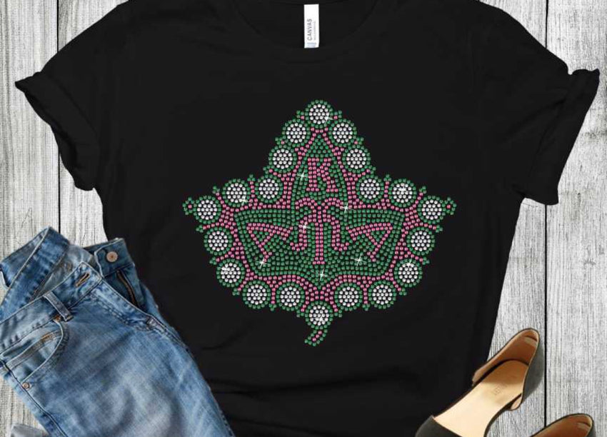 Custom T-shirts with rhinestone embellishments